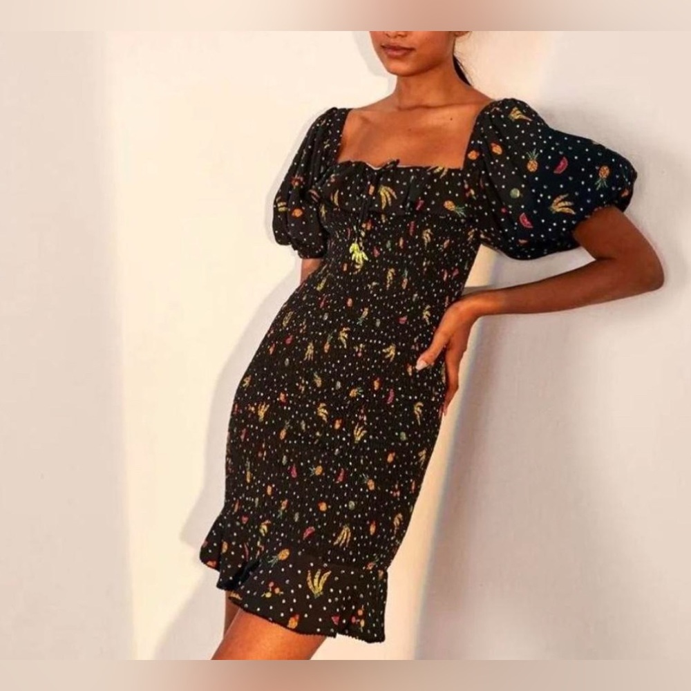 FARM Rio Tiny Fruits Smocked Mini Dress